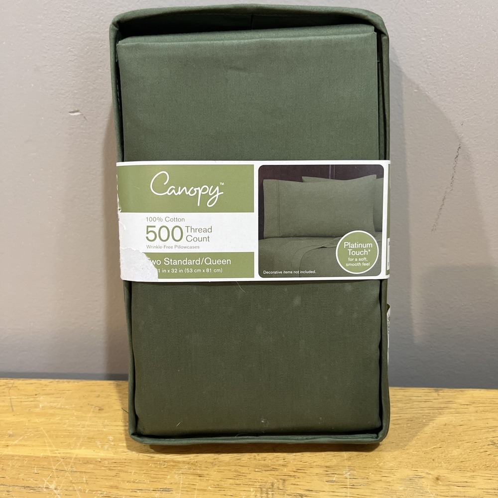 Canopy 500 TC Green 2‎ Standard/queen Platinum Touch Pillowcases